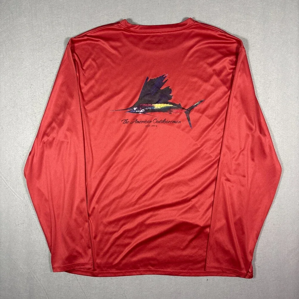 The American Outdoors Man Red Swim FIshing Shirt Size XXL
